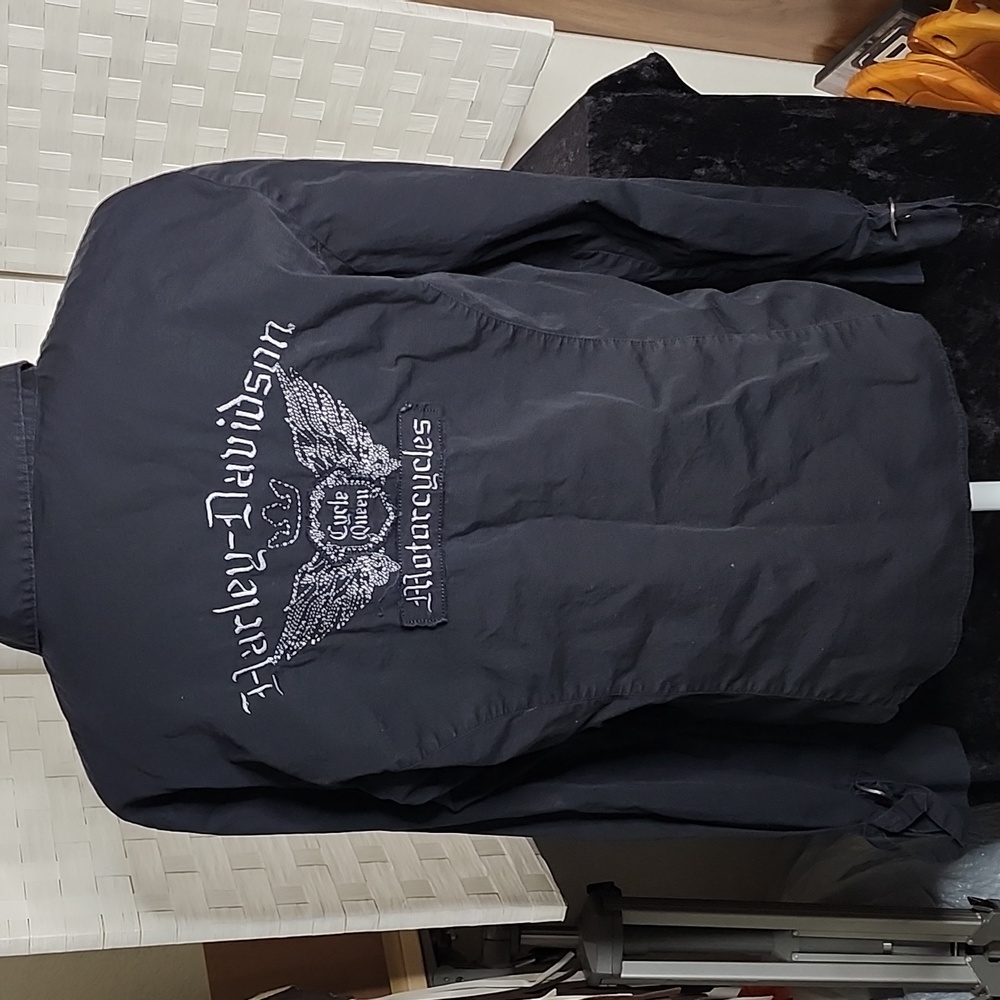 🍁3/$25 👉*HARLEY-DAVIDSON* "CYCLE QUEENS" CANVAS BIKER JACKET ~XL (L) ~OFFICIAL